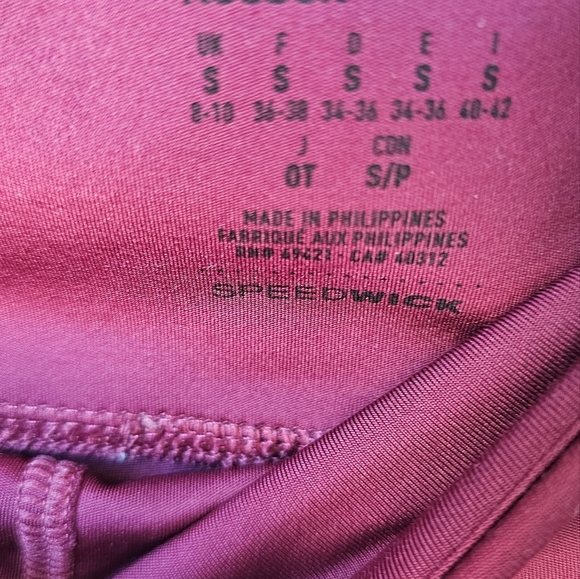 Reebok Active Sport Run Gym Full Length Leggings Burgundy Size S - Picture 4 of 5